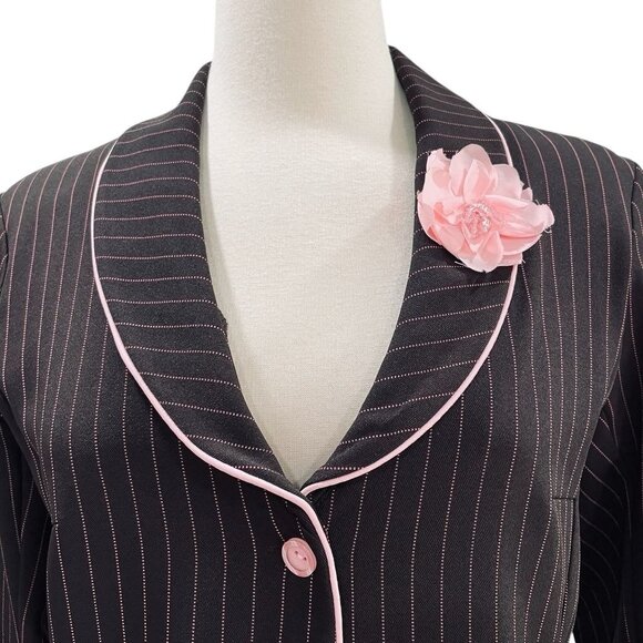 Ruby Rox Pinstripe Blazer Brown Pink Womens Size 13 Preppy Y2K Career Retro - Picture 8 of 12